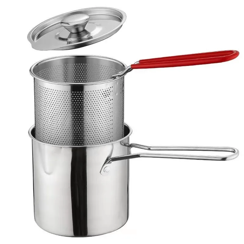Modern Design Stainless Steel Nonstick Deep Fryer Large Capacity Potato Fryer French Fries Kitchen Cookware Set Gas Stove