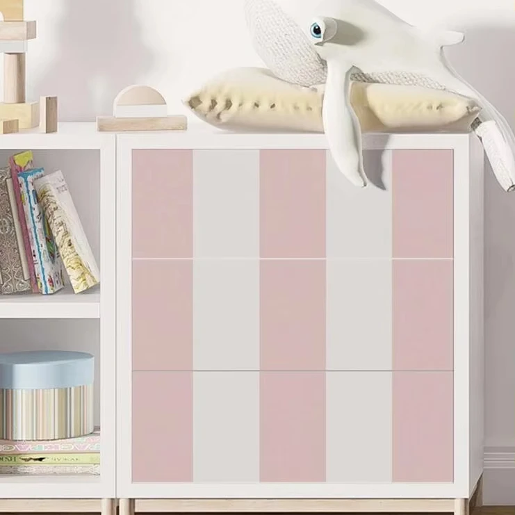 Self-Adhesive Waterproof Thick Wallpaper With Pink White Stripe Pattern Wallpaper Smooth Finish Retro for Home Decor