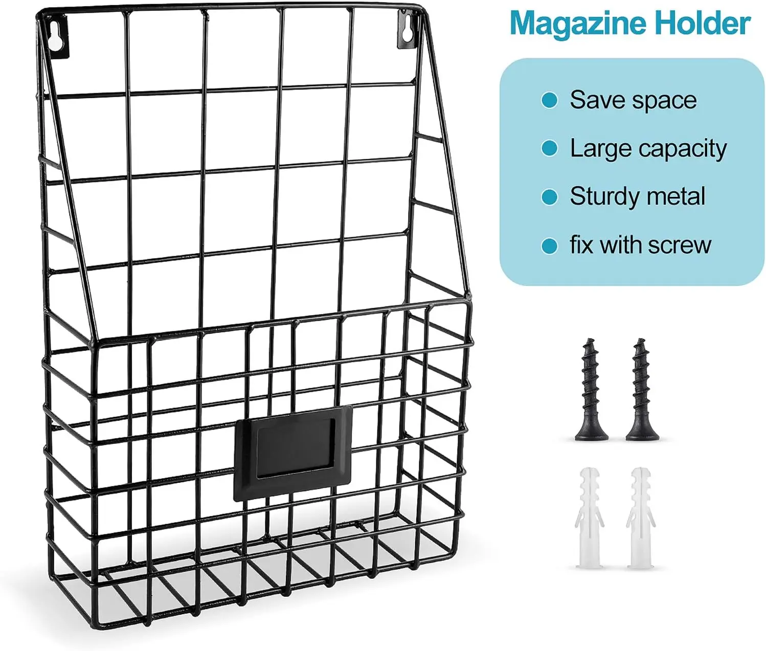 Wall Mounted Magazine File Rack Organizer for Entryway Mail Office Kitchen Bathroom Home Basket Bin