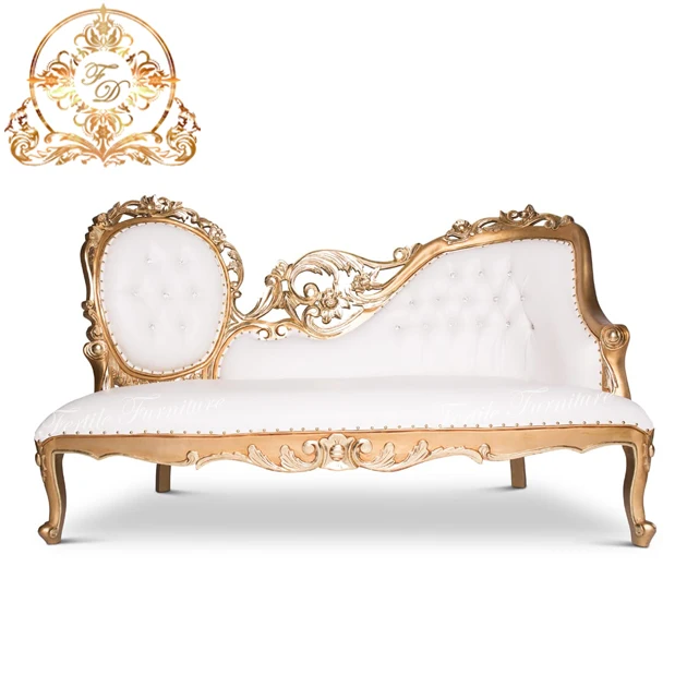 Royal Wedding Decor Chaise Lounge Wooden Bride Groom Sofa