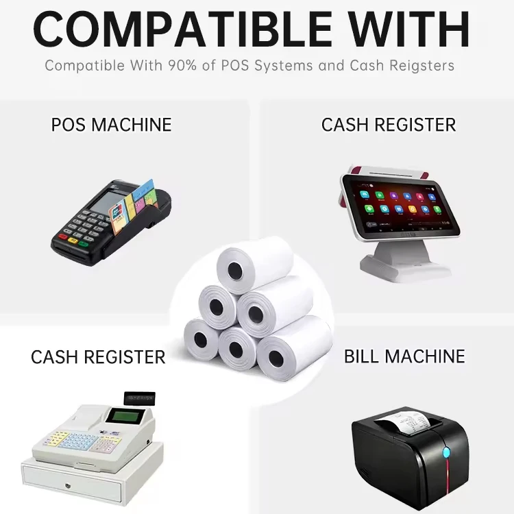 China factory 57mm till roll 2 1/4 receipt paper 48g billing printed cash register pos paper thermal paper roll 57X40