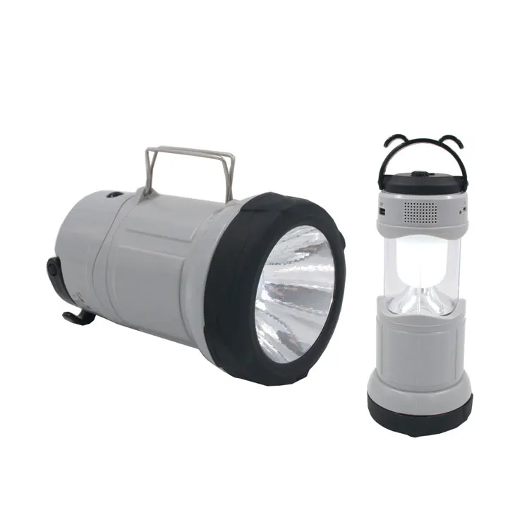 USB Rechargeable led Camp Lantern outdoor tent radio light Collapsible telescopic camping light with hook
