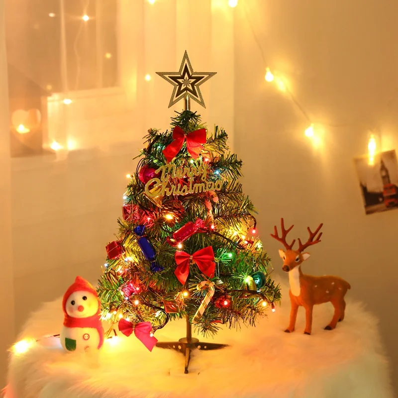 
New Style Artificial LED Christmas Tree Stand Decoration Set Plastic String Light Balls Smart Table Center Kids Gift Toy Party 