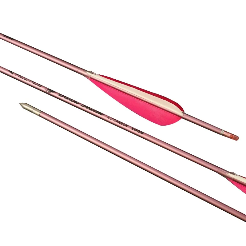 31in ID 4.2mm Pink Arrow Black Shark 4in Turkey Feather Spine 500 600 700 800 900 1000 Recurve/Compound Bow Hunting Shooting