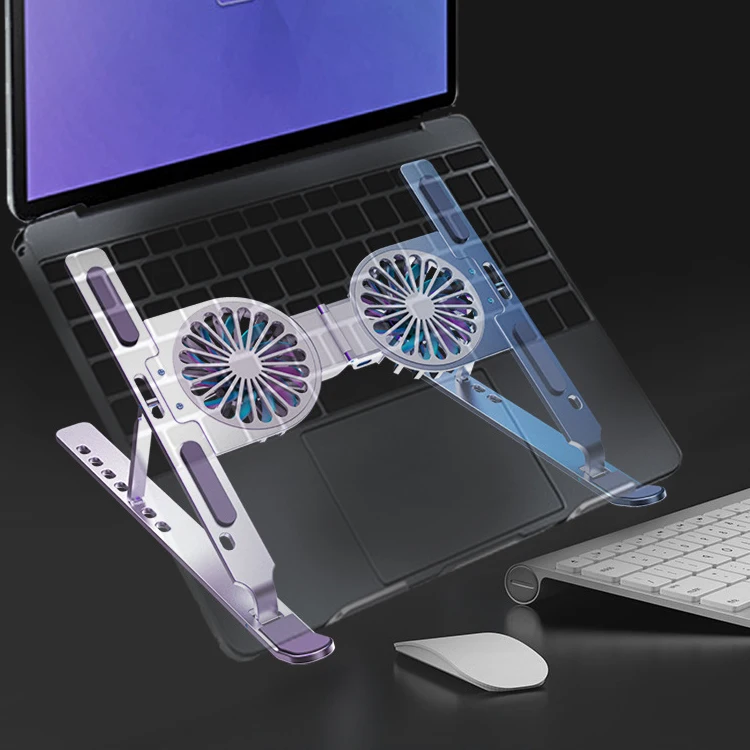 Съемный вентилятор охлаждения USB Подставка для компьютера Складная прочная регулируемая алюминиевая подставка