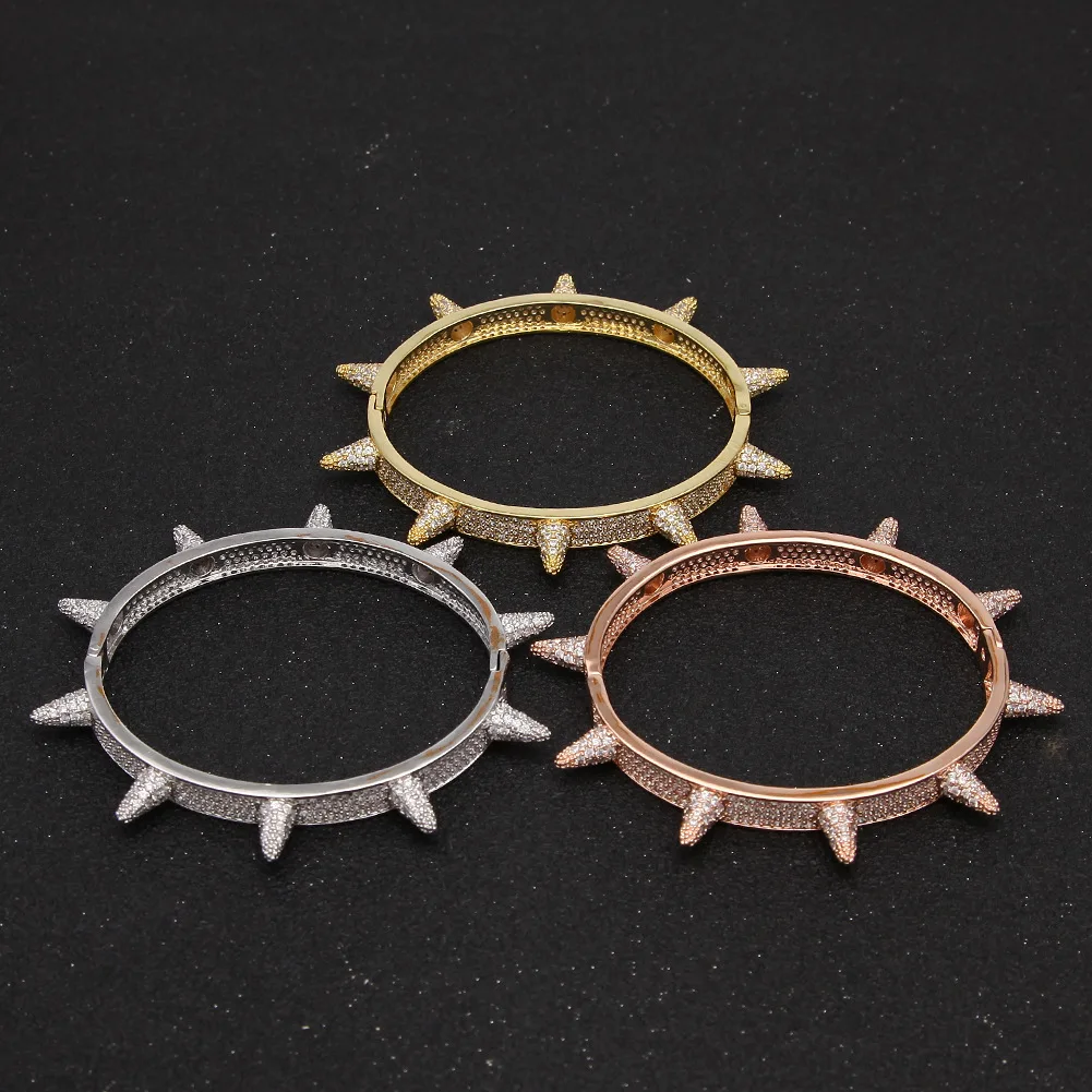 new design fashion hot sell retro punk rivet style luxury friendship stone bracelets