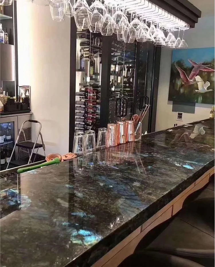 New Design Natural Labradorite Blue Granite Dining tables and Table Tops