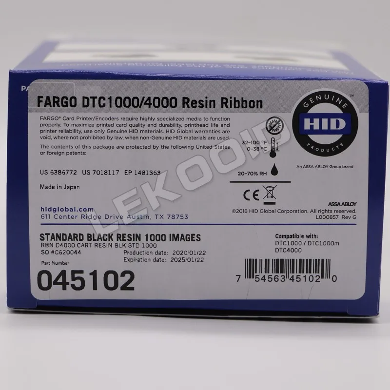  Стандартная черная лента 1000 для принтеров dtc1000 dtc1250e hid fargo