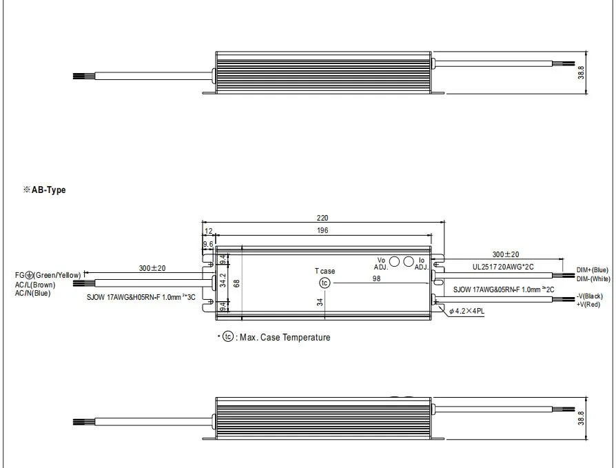 120W Grow Light Led Driver MeanWell hlg120h48ab hlg120h54ab