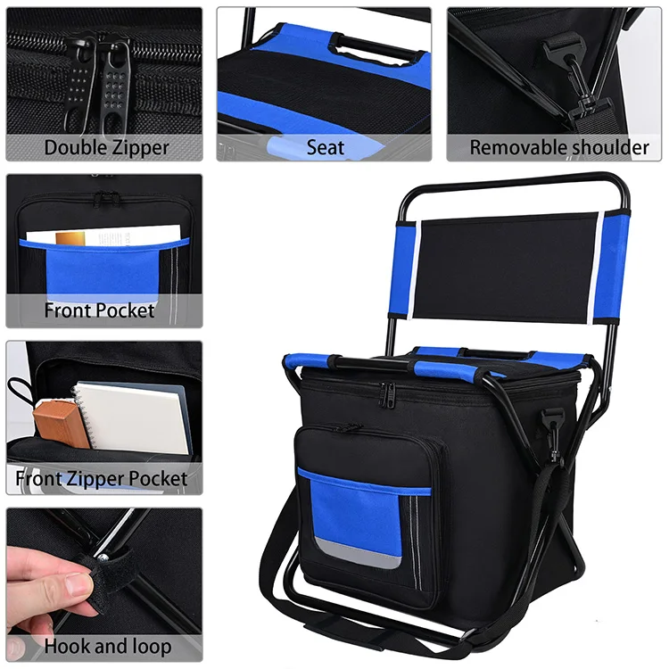 Factory Custom Portable Outdoor Beach Fishing  picnic cooler folding camping chair with cooler