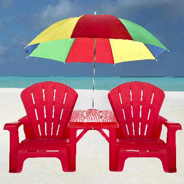 Wholesale Price Cheap Double Kids Chairs And Table Colorful  With Umbrella Hole