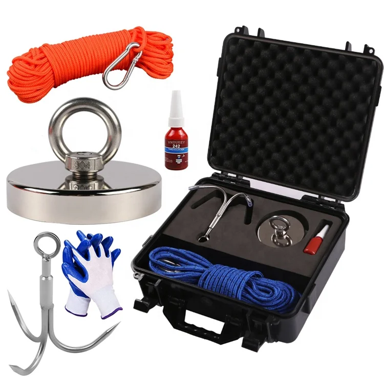 d60mm 134mm 120kg  fishing magnet kit super strong neodymium magnet With Rope