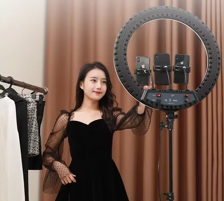 Camera Live Makeup Fill Light 21 Inch Led Ring Light With Tripod Stand Mobile Phone Stand Remote Control Smart Electronic Light