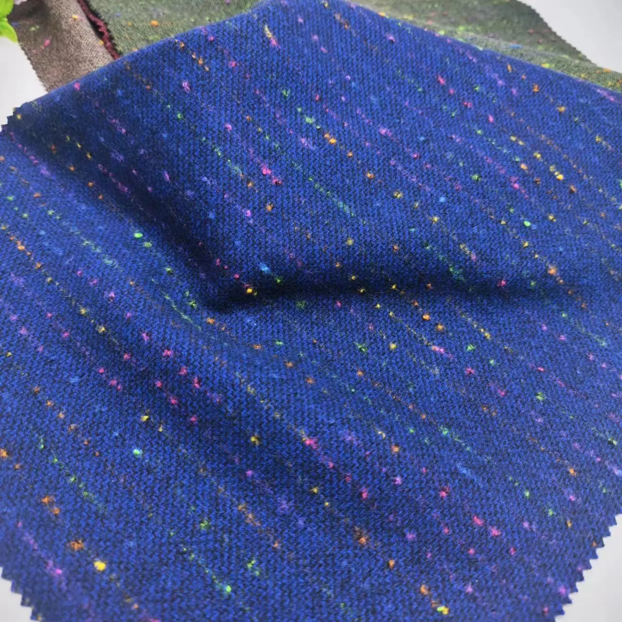 Polyester rayon spandex yarn dyed check brushed sweater tweed hacci spun knit fabric