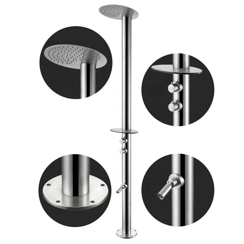 Hot Sale Outdoor Garden Shower Set Chrome Stainless Steel Tub Shower Faucets for Swimming Pool