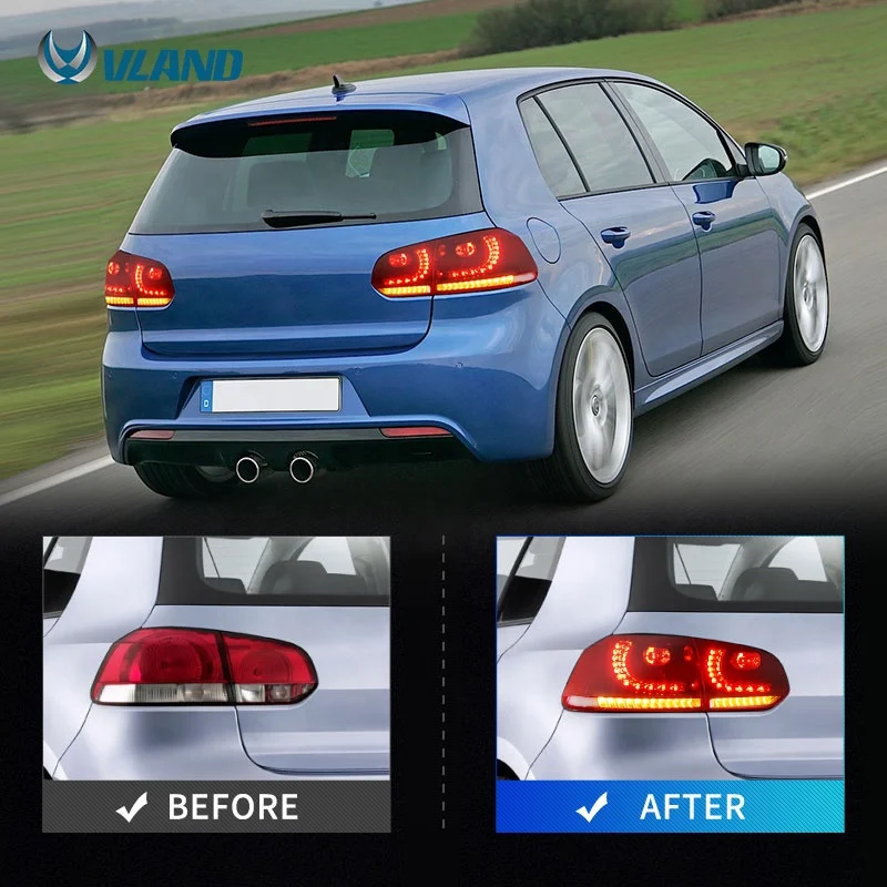 VLAND Factory Wholesales LED Taillights Rear Light mk6 GOLF6 R 2008 2009-2013 Sequential Lamp For VW golf 6 tail light