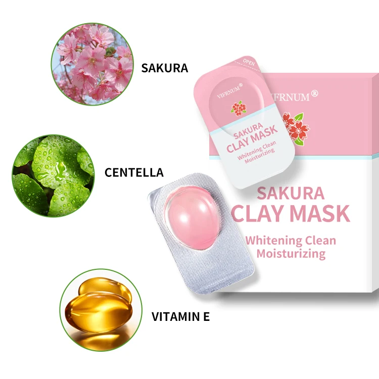 OEM уход за лицом Япония sakura mini mascarilla маска для лица капсулы увлажняющая из розовой глины