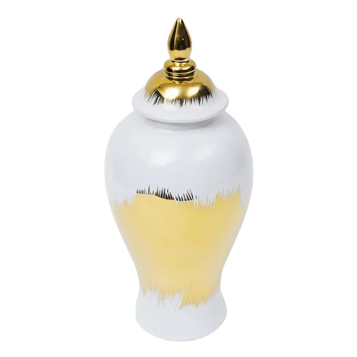 HY European electroplated ceramic general jar vase decoration gold light luxury artifact soft decoration porch decoration