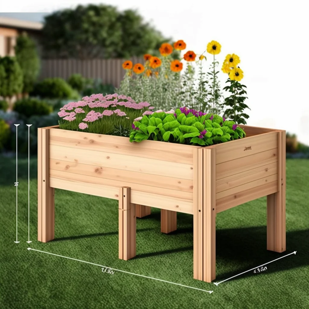 Outdoor Wooden Garden Bed Flower Box with Painting Finishing for Pot Planting Wooden Planter for Gardening
