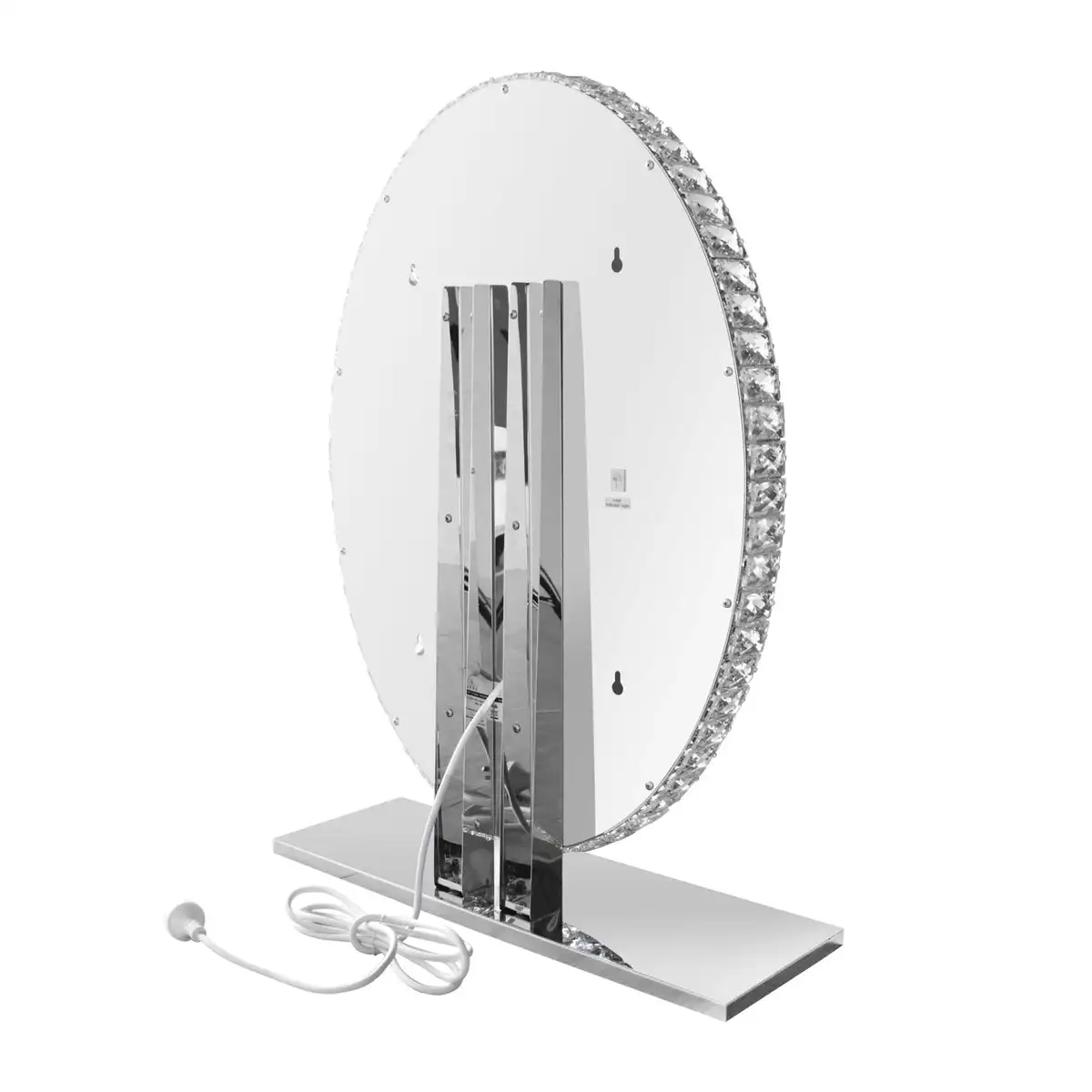 Oval Crushed Diamond  Led Light Standing Mirror Manufacturers Creative Round Dressing Table Mirror Crystal Mirror With Led