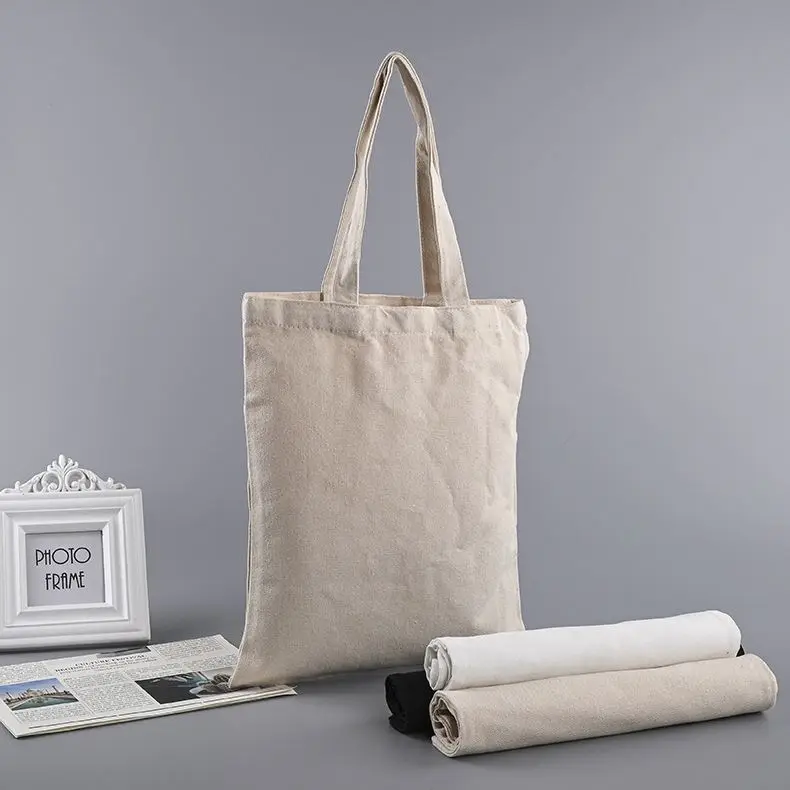 Custom Logo Printed Reusable Shopping Bag Size Square Zip Cotton Canvas Shoulder Bag With Zipper
