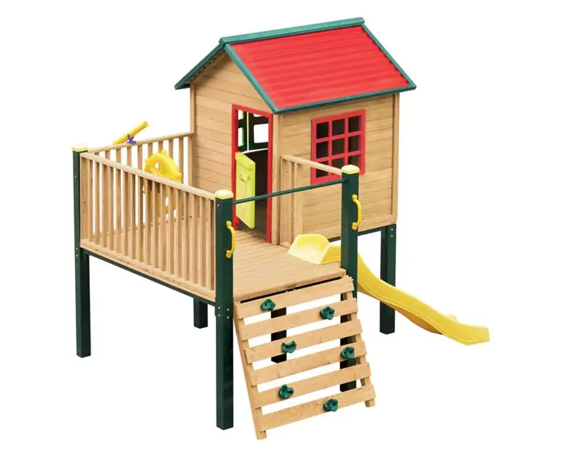 XIUNAN XWH001  Wooden Playhouse Playground swing set with plastic slide  children House toys Children House