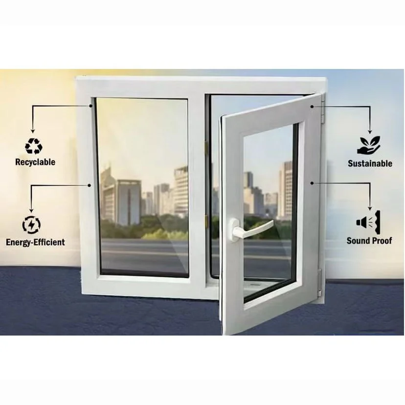 Customization European Design PVC Vinyl Tilt Turn windows Double Glazing Glass Window Swing UPVC Casement Window