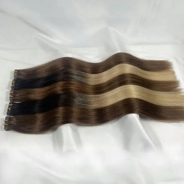 Hot Selling Invisible Double Drawn Natural Kinky Mini Real Curly Yaki Raw Remy Tape In Hair Extensions 100% Human Hair