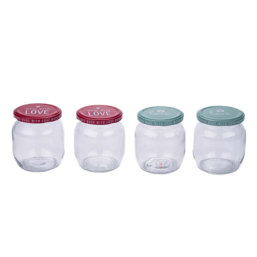 300ml round Glass Jam Jar With Metal Lid Storage Pickles Jar for Food