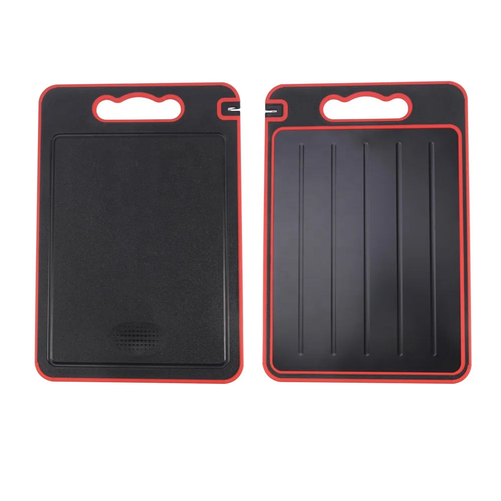 Dishwasher safe Kitchen Meat Thawing Fast Defrosting Tray Cutting Chopping Board Set With Knife Sharpener And Garlic Grinder