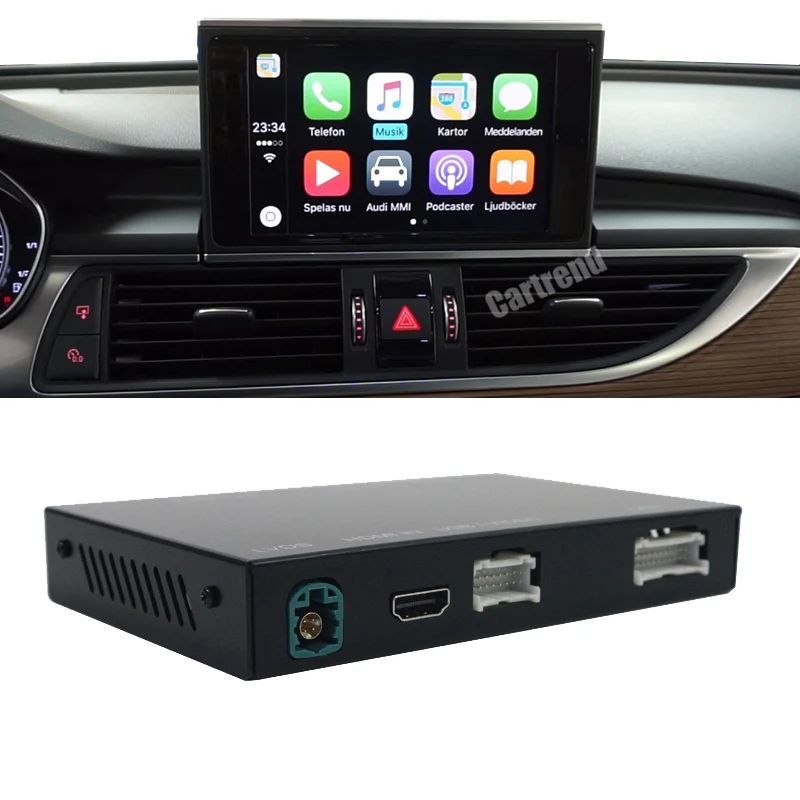 A6 C7 facelift head unit screen wireless carplay interface module box android auto add-on S6 mmi radio system multimedia mirror
