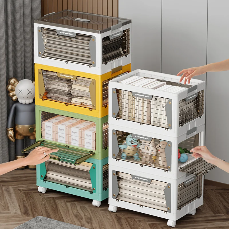 Wholesale Plastic Have Five Opening Door Stackable Storage Container Plastic Foldable Storage Box