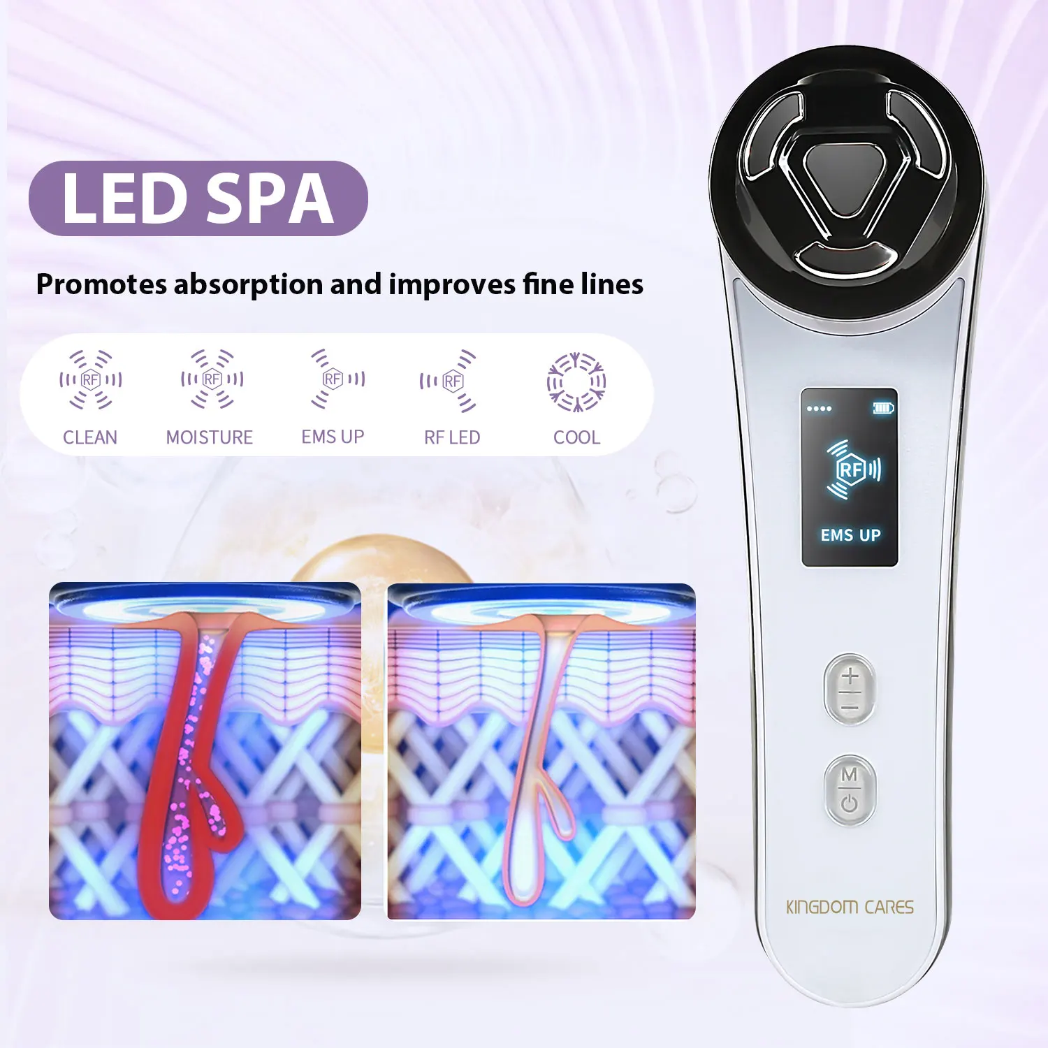 Red Light Facial Beauty Device Face Ems Rf Led Vibrating Anti Aging Cleaning Facial Massager Wrinkle Remover Neck Lift Device