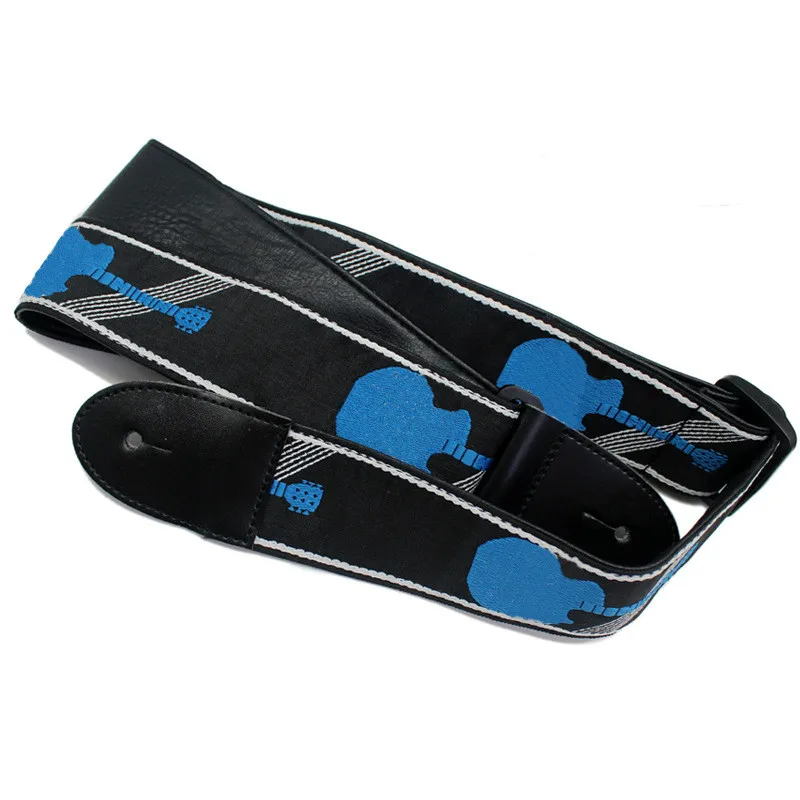 Universal Embroid Webbing Leather Guitar Strap Colorful For Musical Instrument Adjustable Strap Guitar