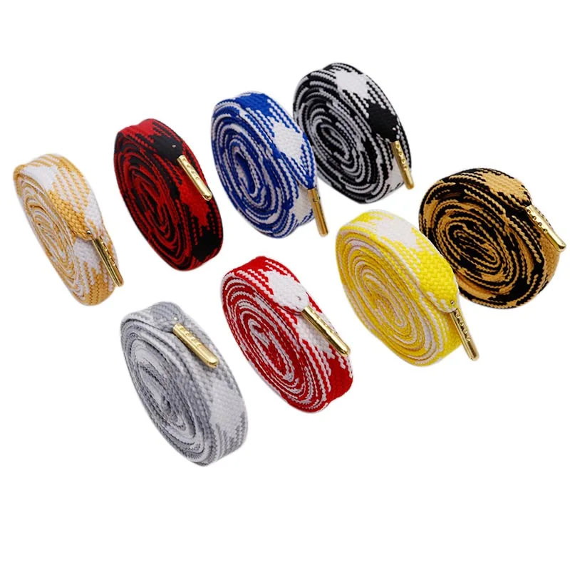 Weiou New Design Silver Metal Head Polyester Flat Fat Shoelaces Metal Head Toe Wide Shoelaces For Air And 700s Shoes