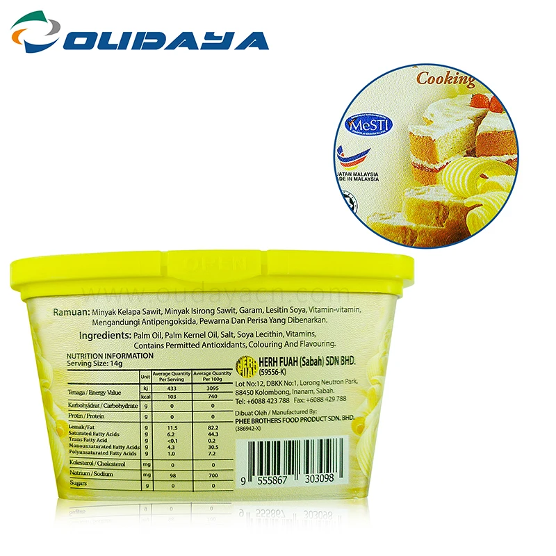 PP personalized wholesale Chocolate Dairy products butter pot cup box container