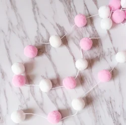 200cm Nordic Style Handmade Felted Wool Balls Garland Kids Room Ornament Wall Hanging Home Decor Nursery Pom Pom Garland Gifts