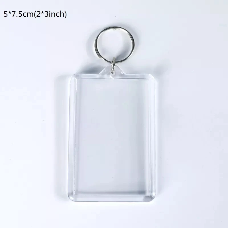Clear Acrylic Photo Holder Keychain Transparent Zinc Alloy Plastic Charms Holographic Key Chain Charm Plastic Keychains 6 Color