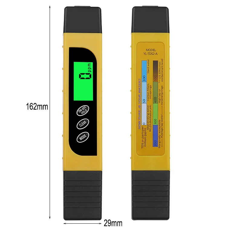 TDS2-A 3 In1 Multifunction Digital TDS EC Meter Water Quality Test Pen TDS Water Meter Drinking Water TDS Tester Pen with Backli
