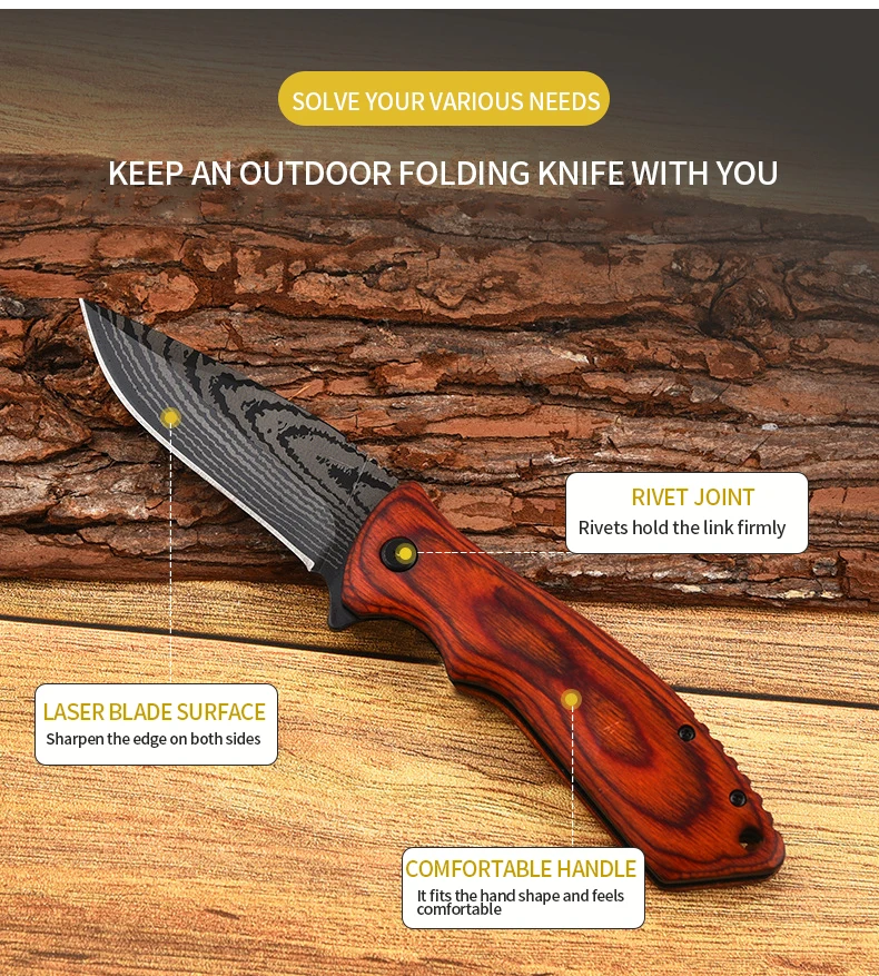 Hot Selling Outdoor Tools Woodpocket Wooden Knife Wood Handle For Knives