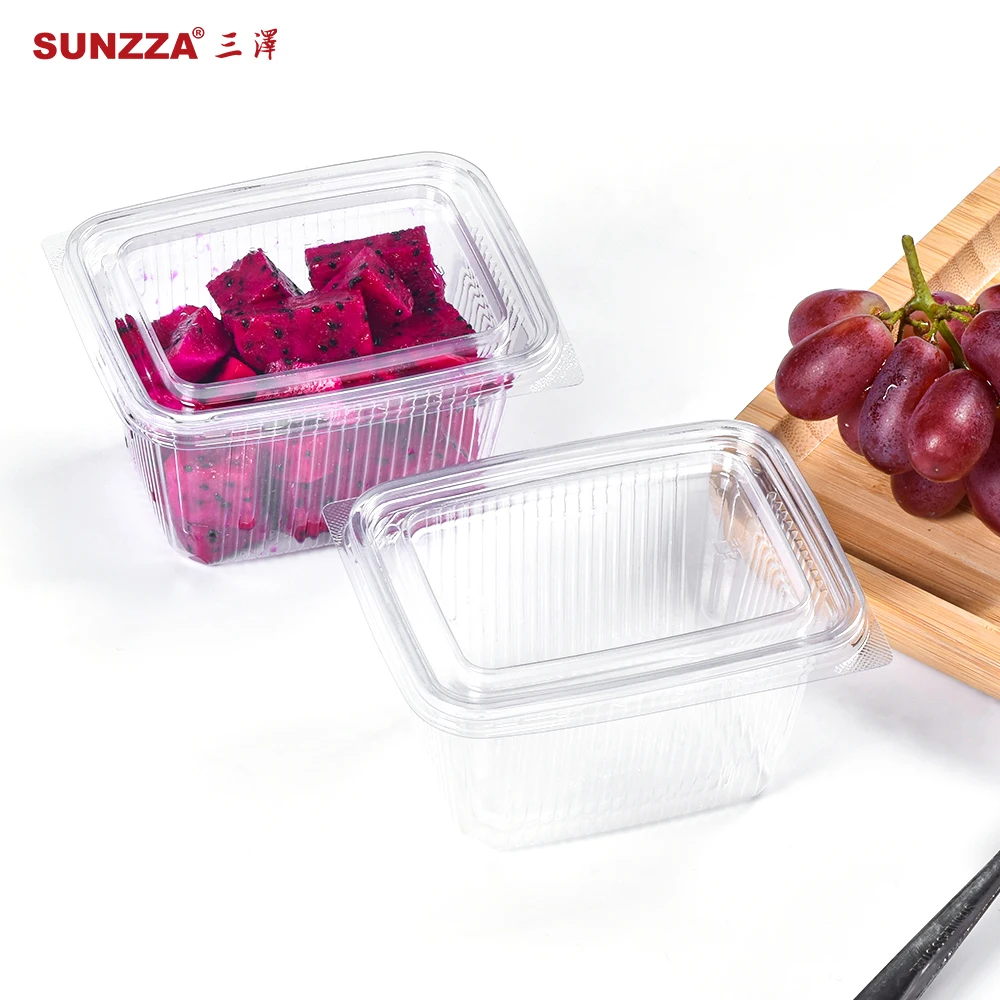 Sunzza Package Disposable PET clear transparent rectangle small blister food packaging plastic box for fruit take out