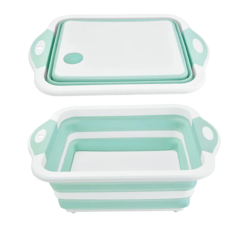 Kitchen Collapsible Chopping Board XL Food Grade Plastic and Collapsible Wash Basin for Camp