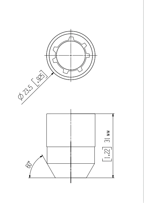 YJY FDLN3 chrome-plated 4nut 1key 31MM M12X1.5 closed bore anti-theft WHEEL LOCK NUT