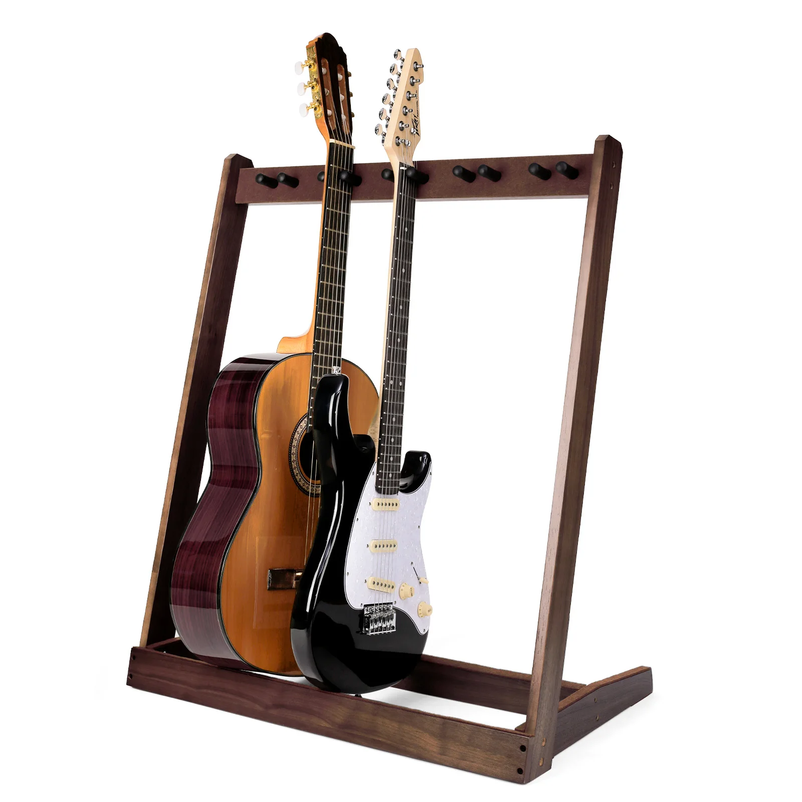 Guitar Stand for Multiple Guitars, Hardwood Black Walnut Rack for wooden guitar display holder