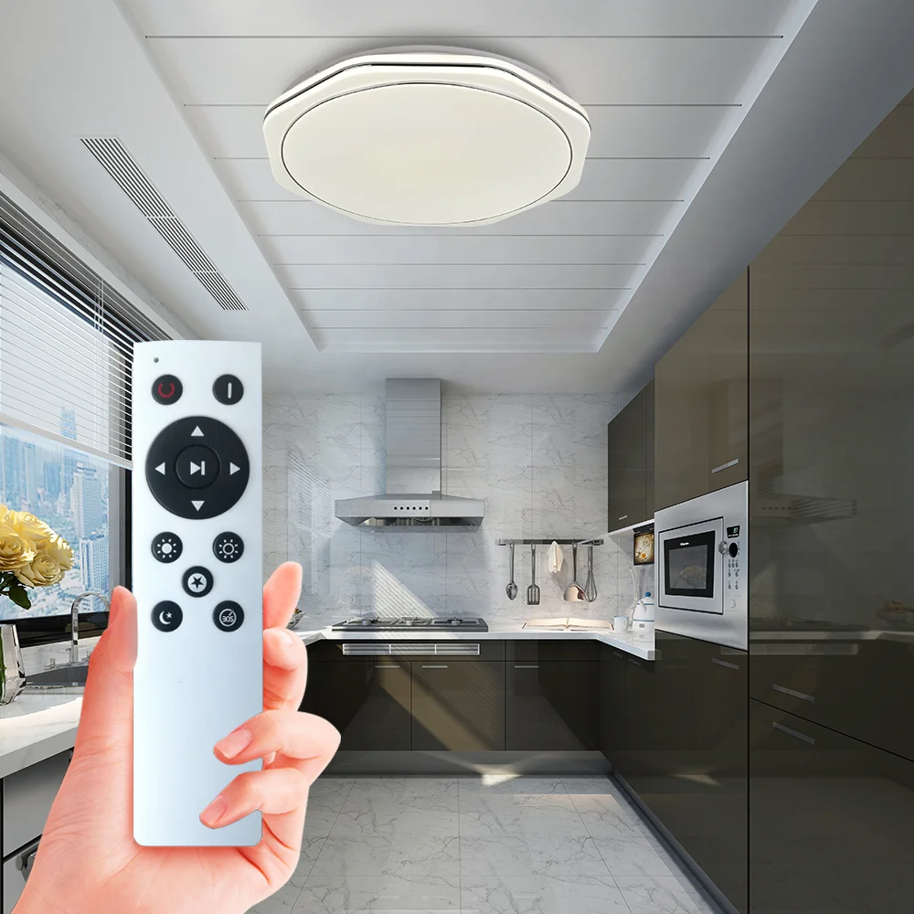 ENVIS Special shape silver border infrared control ceiling lamp CCT brightness change home led ceiling lights