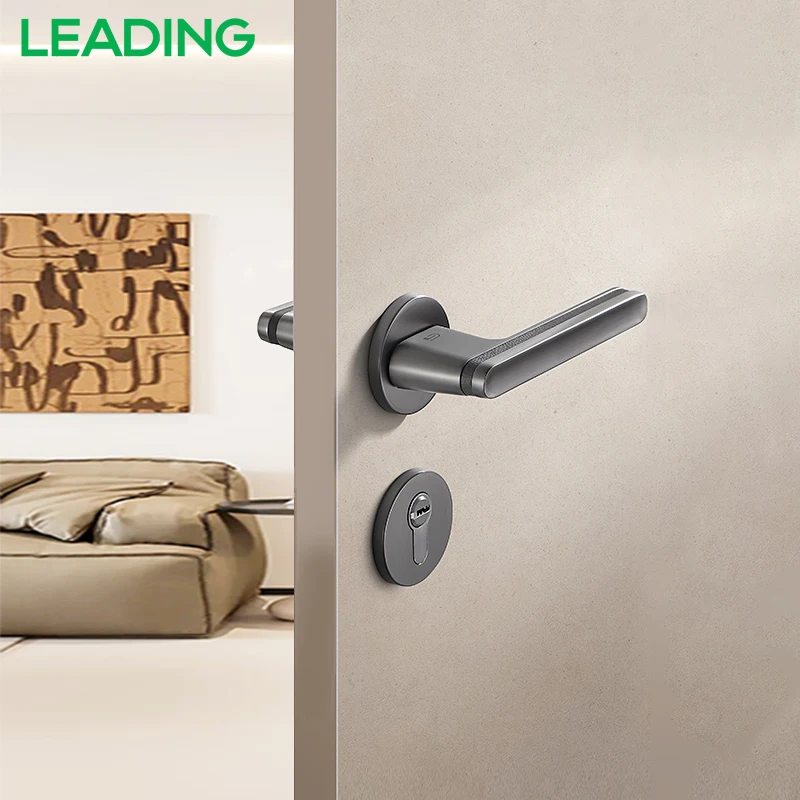 Деревянная ручка дверного замка с кожей для квартиры роскошная современная рычага