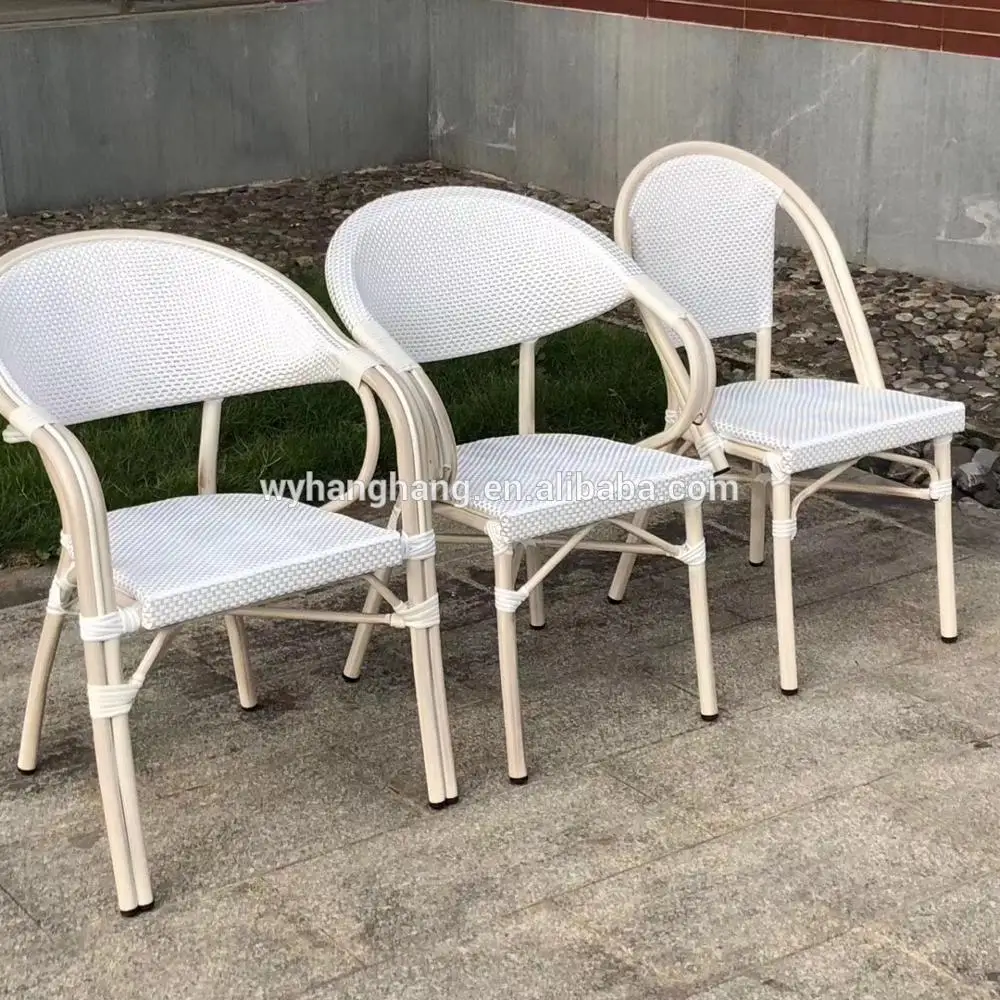 Cafe Garden Use  For Balcony  aluminum stackabe wicker rattan Bamboo looking Bistro Outdoor Dining Chair
