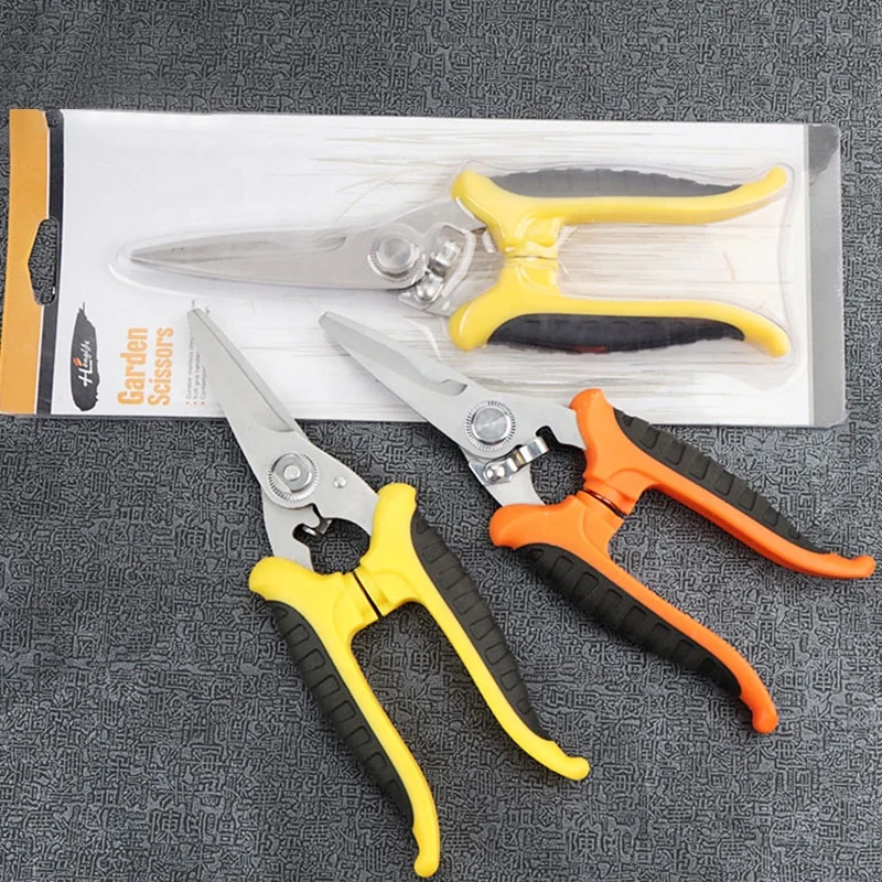 Stainless Steel Electrician Scissors Wire Shears Safety Lock Spring Scissors Fruit Flower Branch Shears Garden Pruning Shears