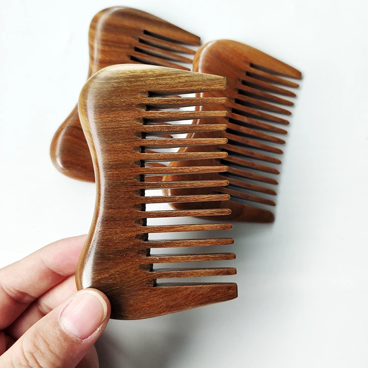Wooden Hair Brush Wide Tooth Hair Comb Natural Sandalwood Hair Comb Custom