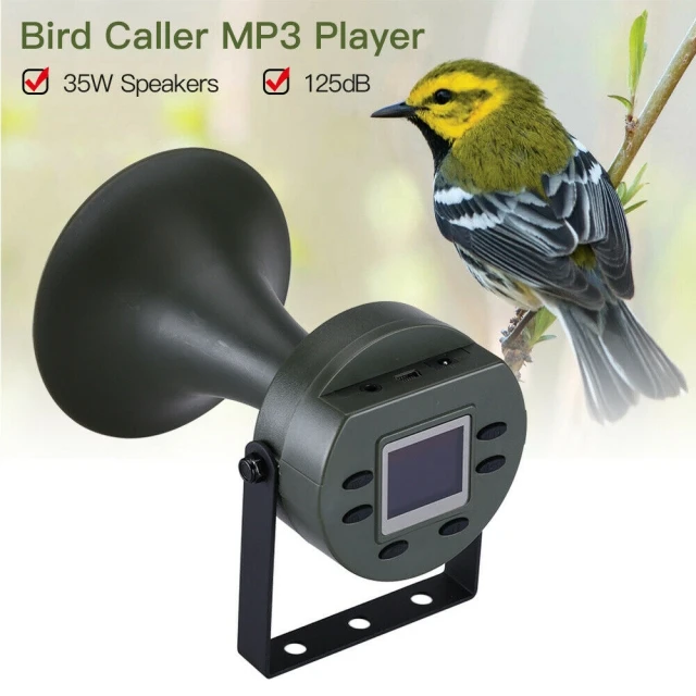 35W 125dB Hunting Bird Caller Outdoor Hunting Bird Decoy Lure Sound Predator Player Loud Speaker with Built-in Timer